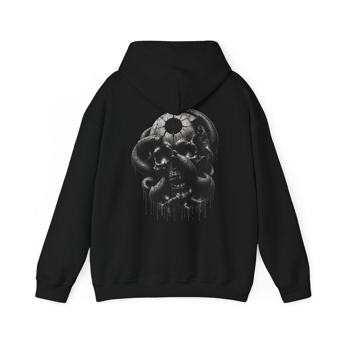 Eclipse Serpent Skull Hoodie in Black — back view