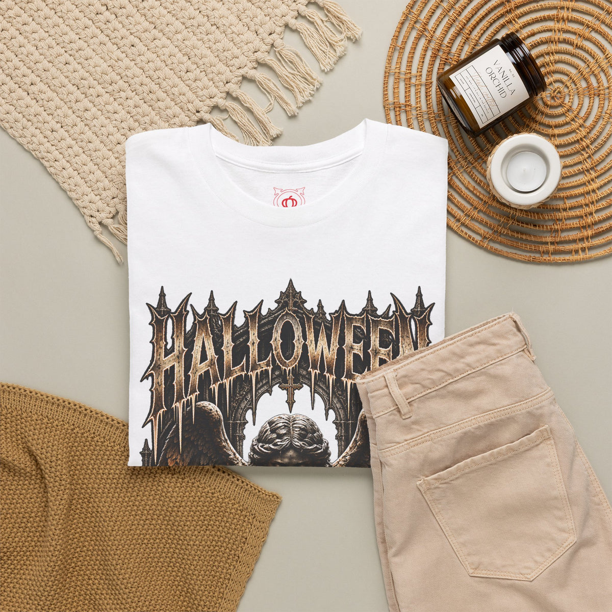 Even Angels T-Shirt in White — folded view