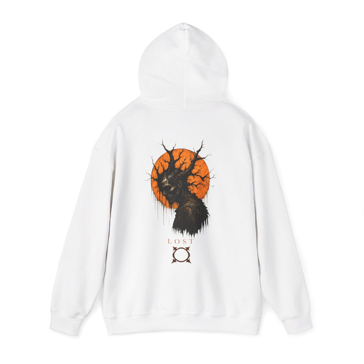 Lost Skull Hoodie in White — back view