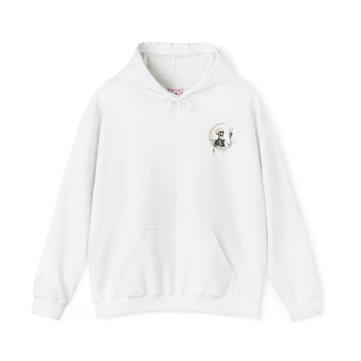 Crescent Skeleton Hoodie in White — front view
