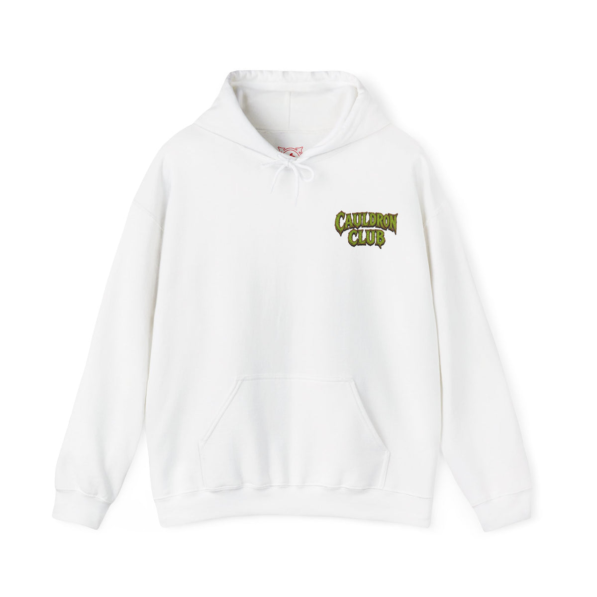 Cauldron Club Black Cat Hoodie in White — front view