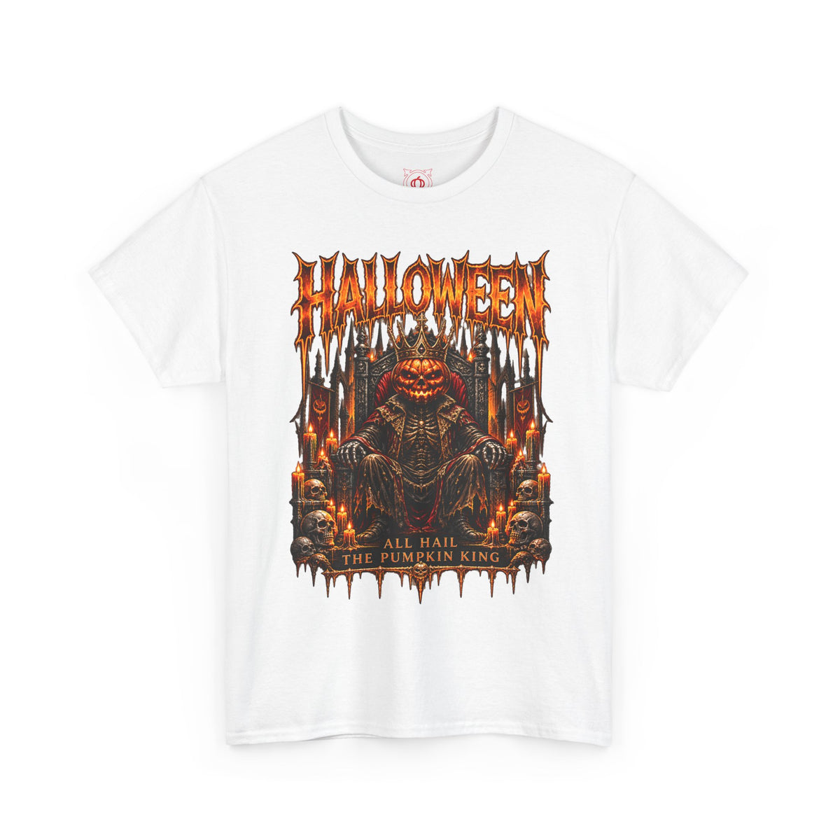 Pumpkin King T-Shirt in White — front view