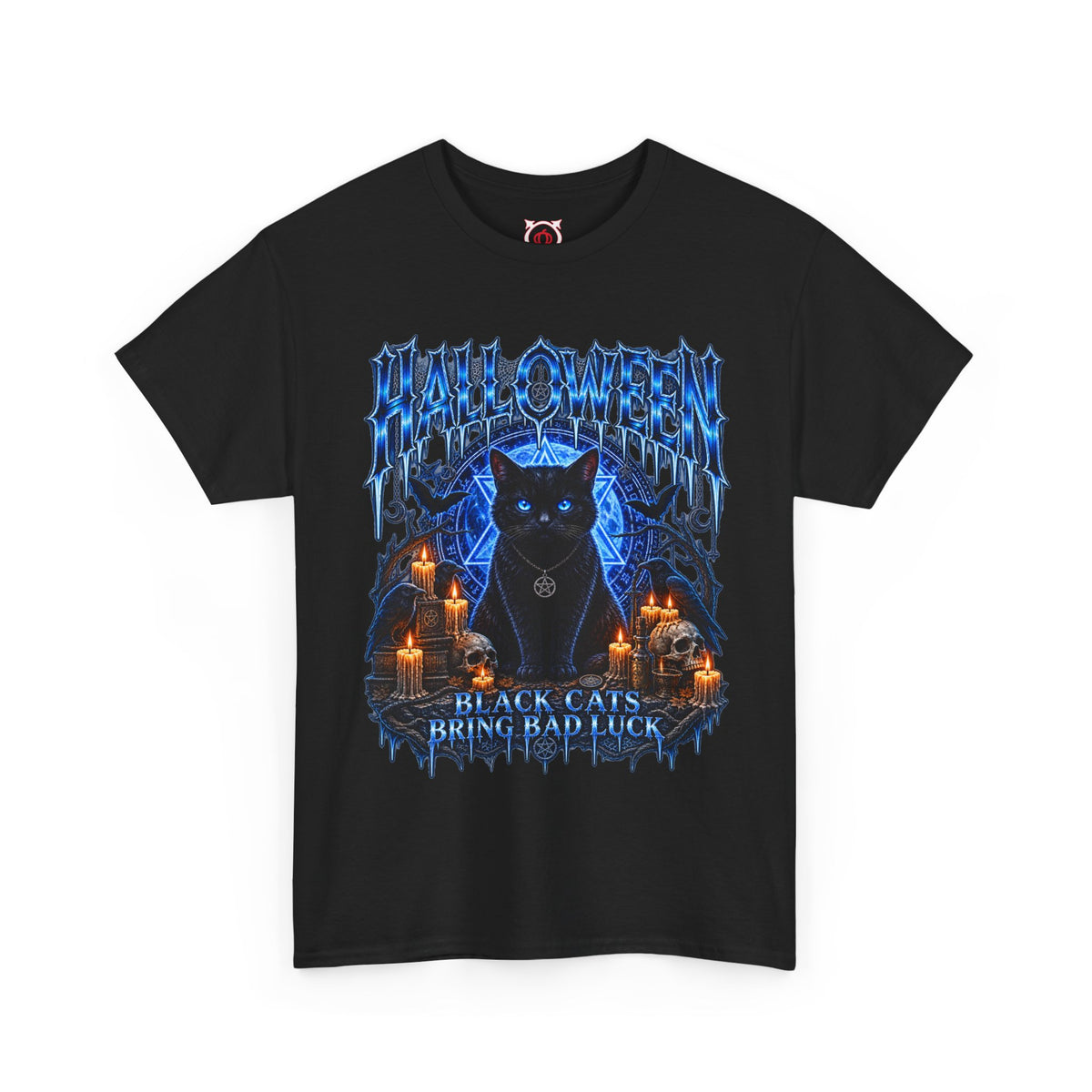 Black Cat Ritual T-Shirt in Black — front view