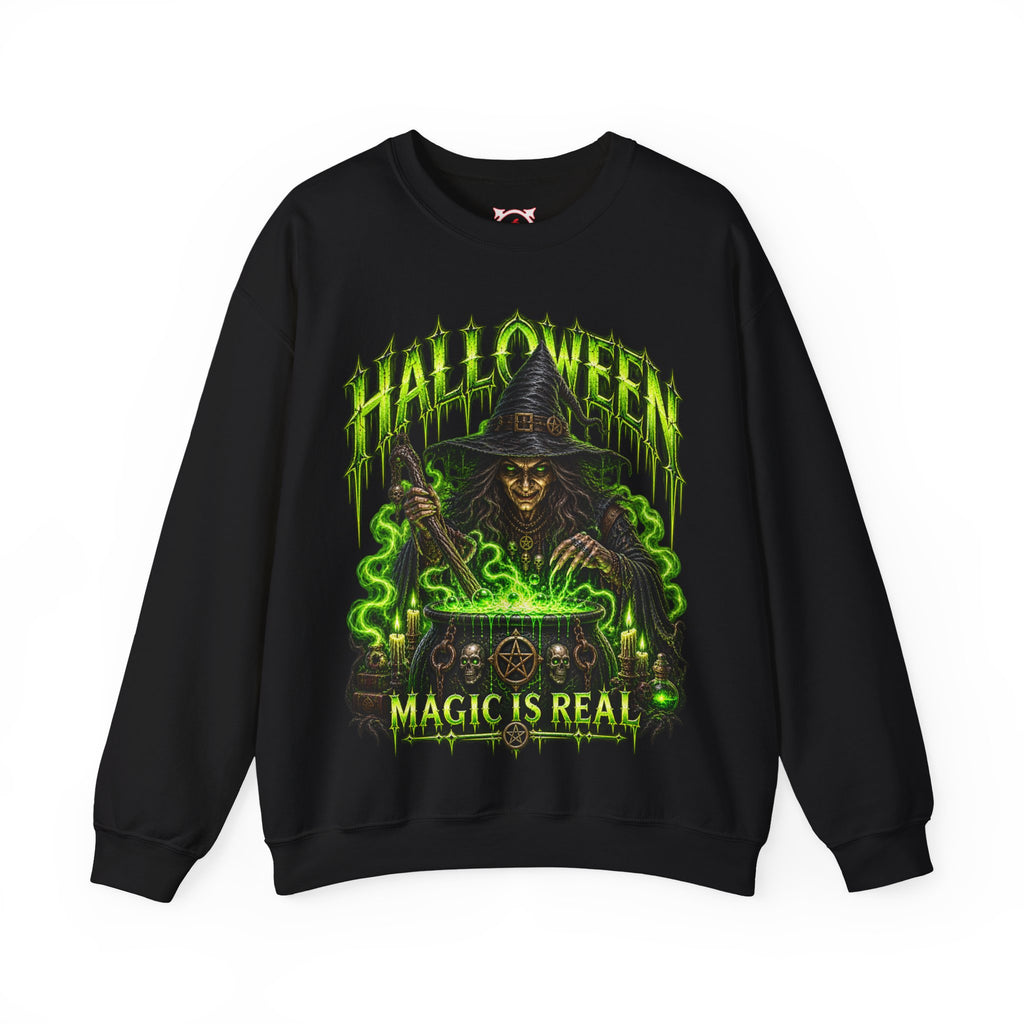 Magic Is Real Witch Sweatshirt in Black — front view