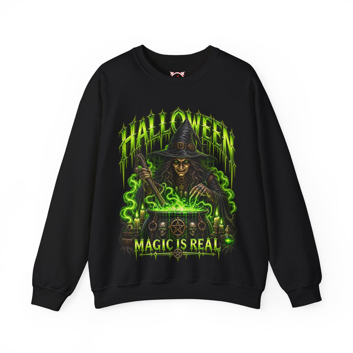 Magic Is Real Witch Sweatshirt in Black — front view