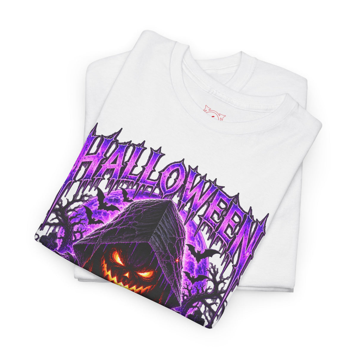 Fear the Night Pumpkin T-Shirt in White — folded view