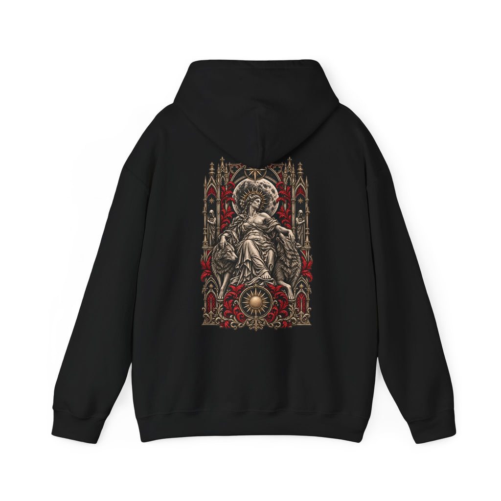 Moonveil Hoodie in Black — back print view