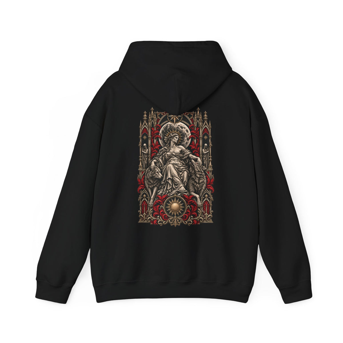 Moonveil Hoodie in Black — back print view