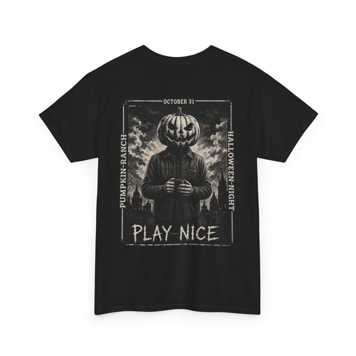 Play Nice Pumpkin T-Shirt in Black — back view