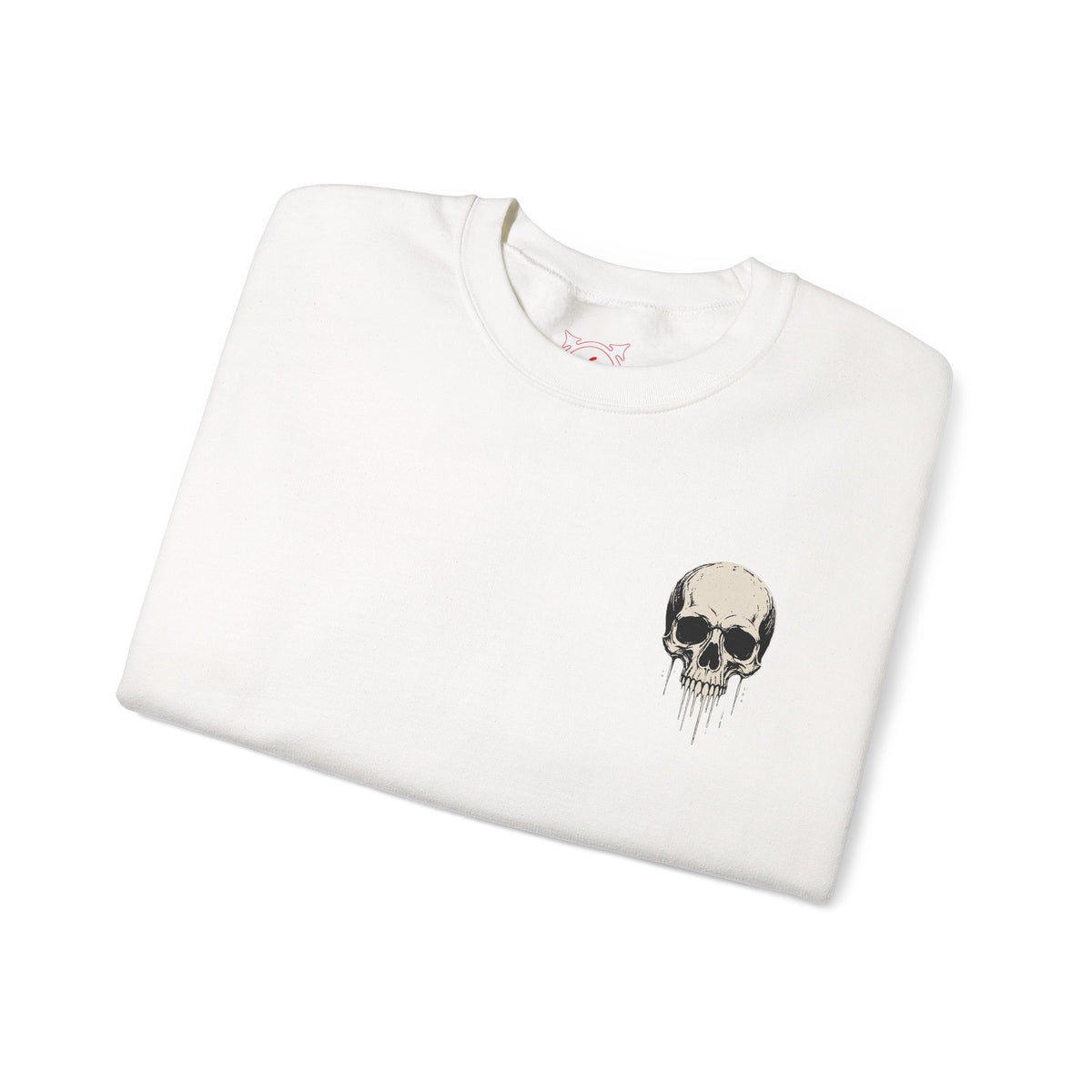 Dripping Skull Sweatshirt in White — folded view
