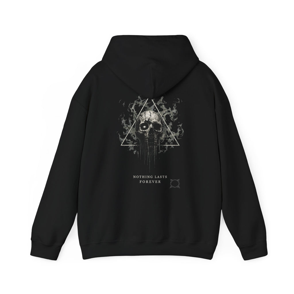 Nothing Lasts Forever Skull Hoodie in Black — back view