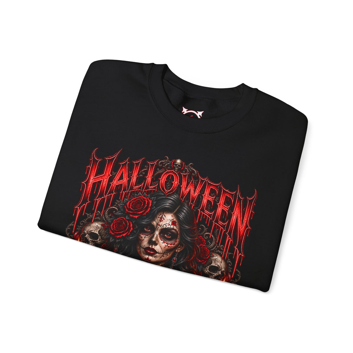 Beauty of the Dead Gothic Portrait Sweatshirt in Black — folded view