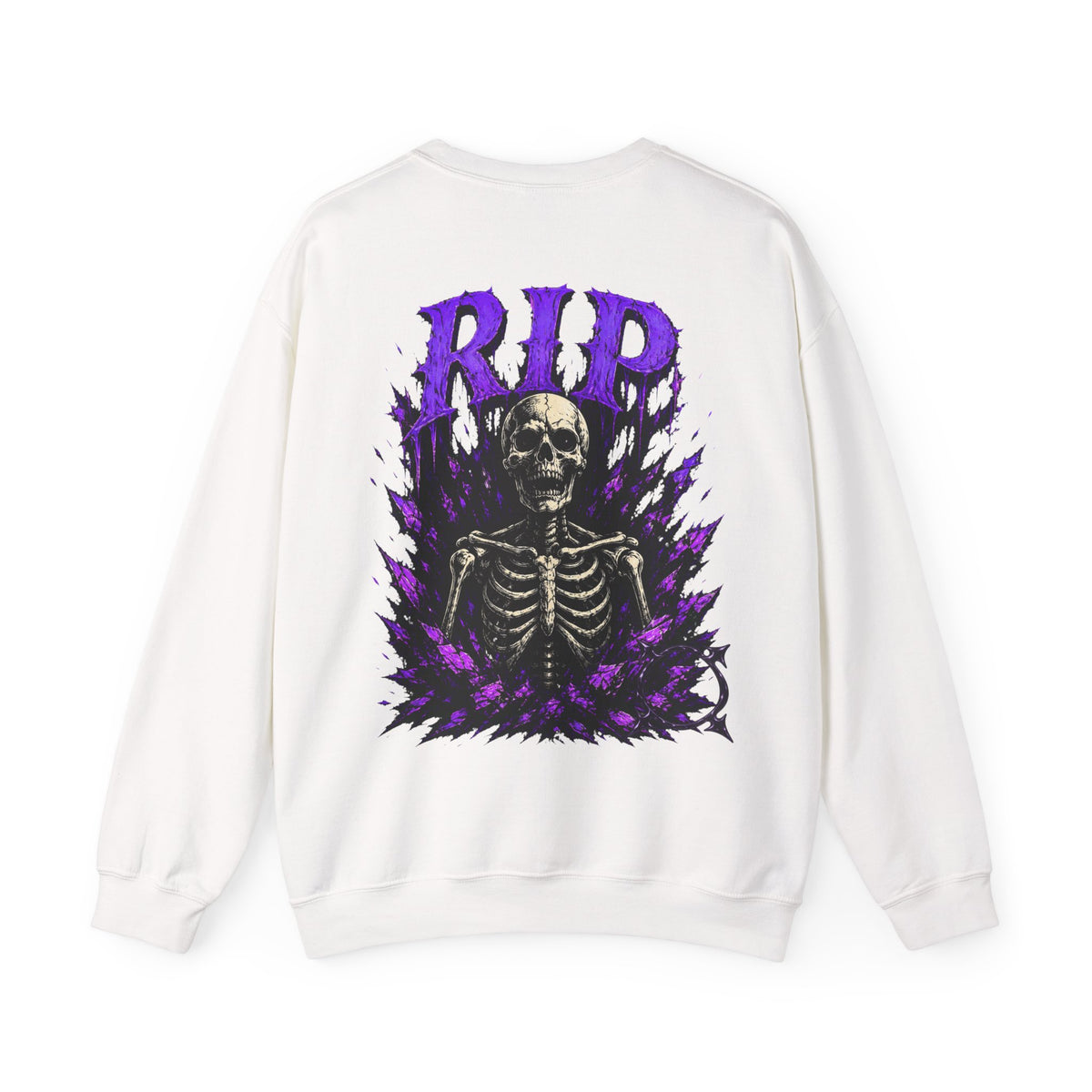 RIP Skeleton Sweatshirt in White — back view