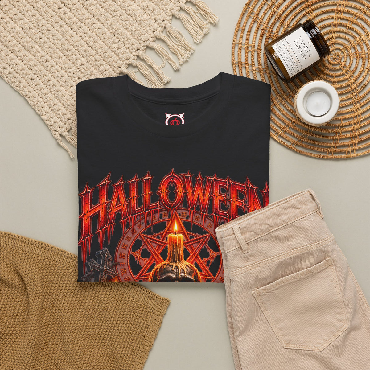 Worship the Dark Occult T-Shirt in Black — folded view
