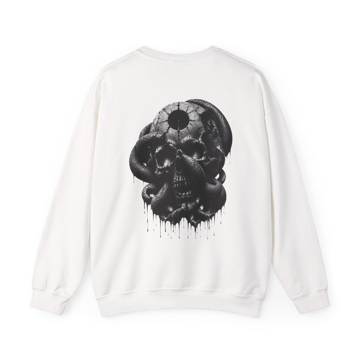 Eclipse Serpent Skull Sweatshirt in White — back view