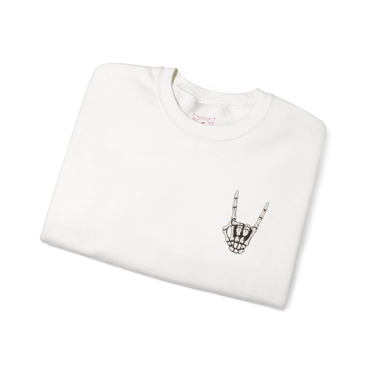 Bone Sign Skeleton Hand Sweatshirt in White — folded view