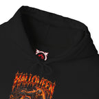 Ride or Die Skeleton Biker Hoodie in Black — front view