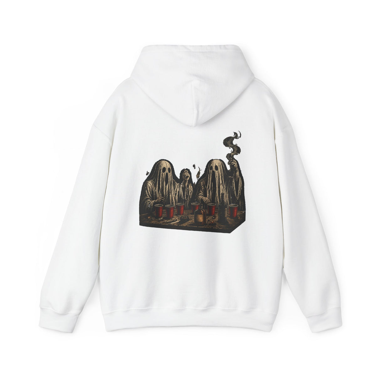 Ghosts Just Wanna Have Fun Hoodie in White — back view