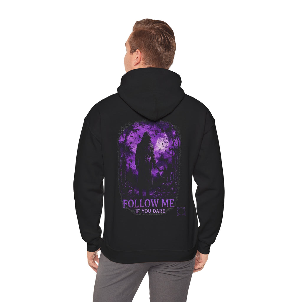 Follow Me Grim Reaper Hoodie in Black — model view