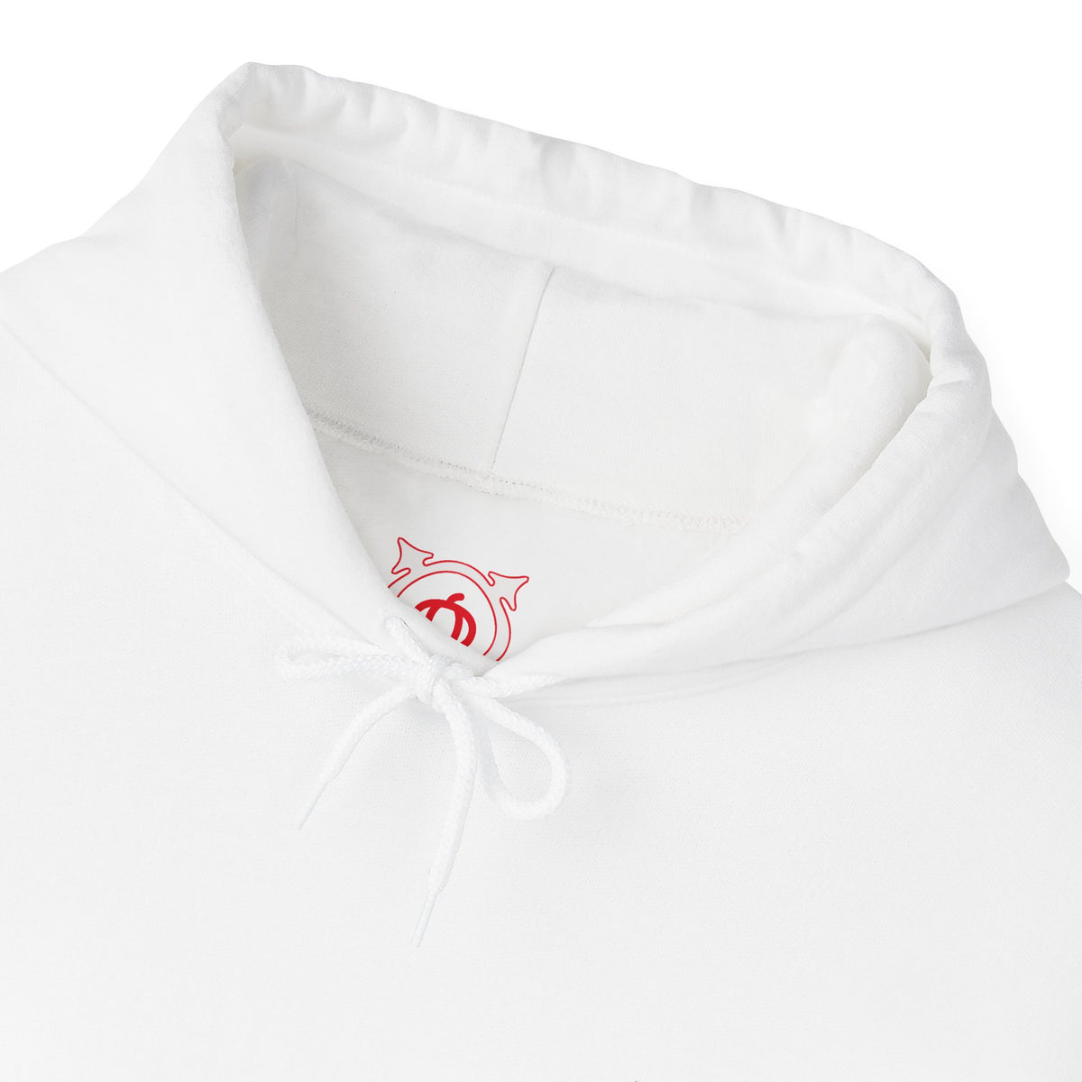 Burn the Fear Flaming Skull Hoodie in White — front view