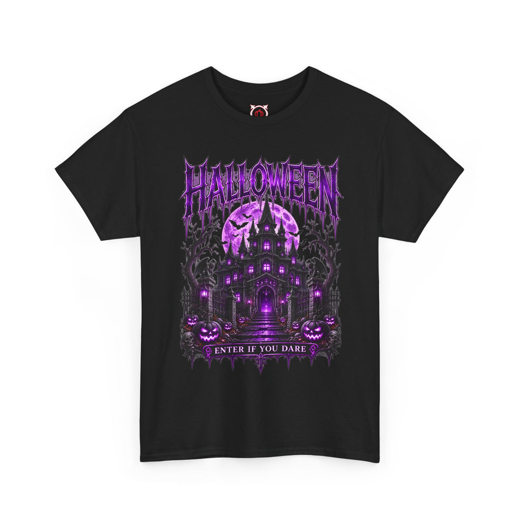 Enter If You Dare Haunted House T-Shirt in Black — front view