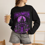 Enter If You Dare Haunted House Sweatshirt in Black — model view