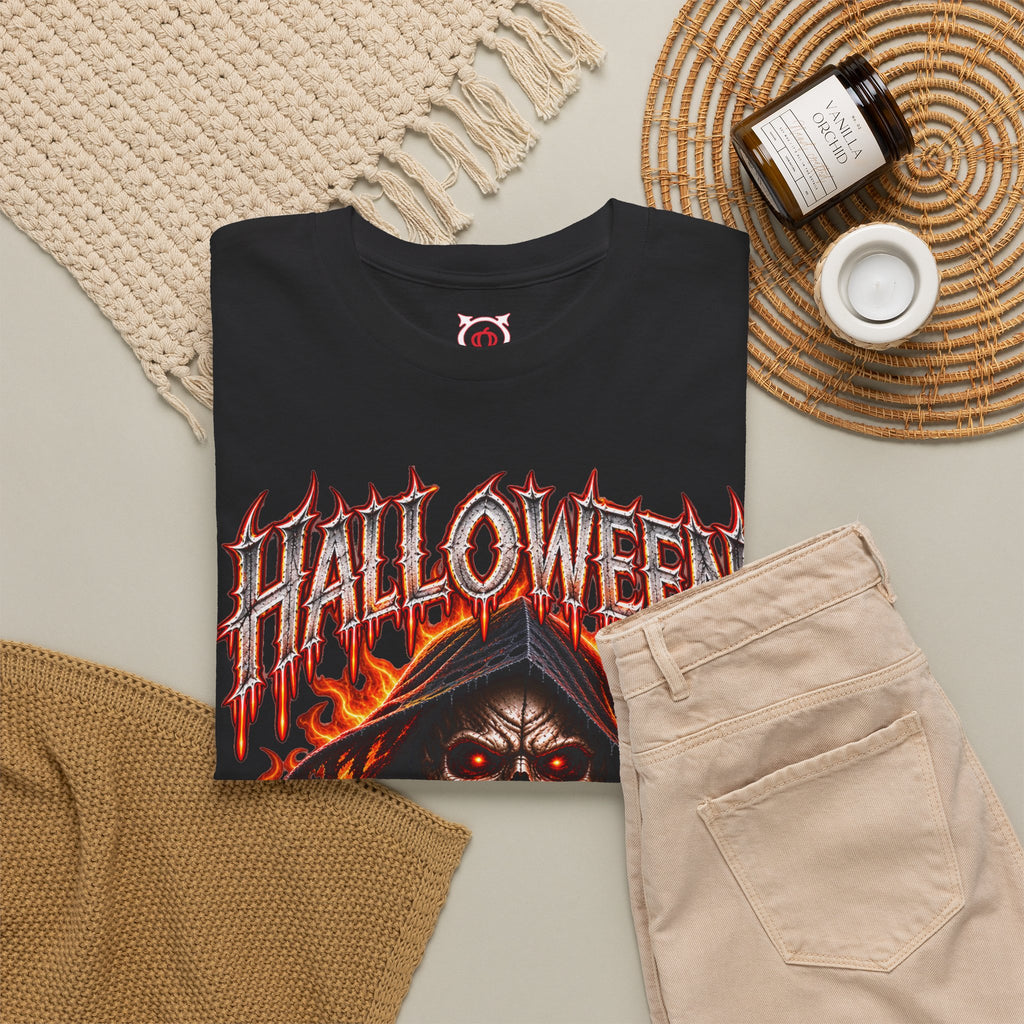 Death Awaits Grim Reaper T-Shirt in Black — folded view