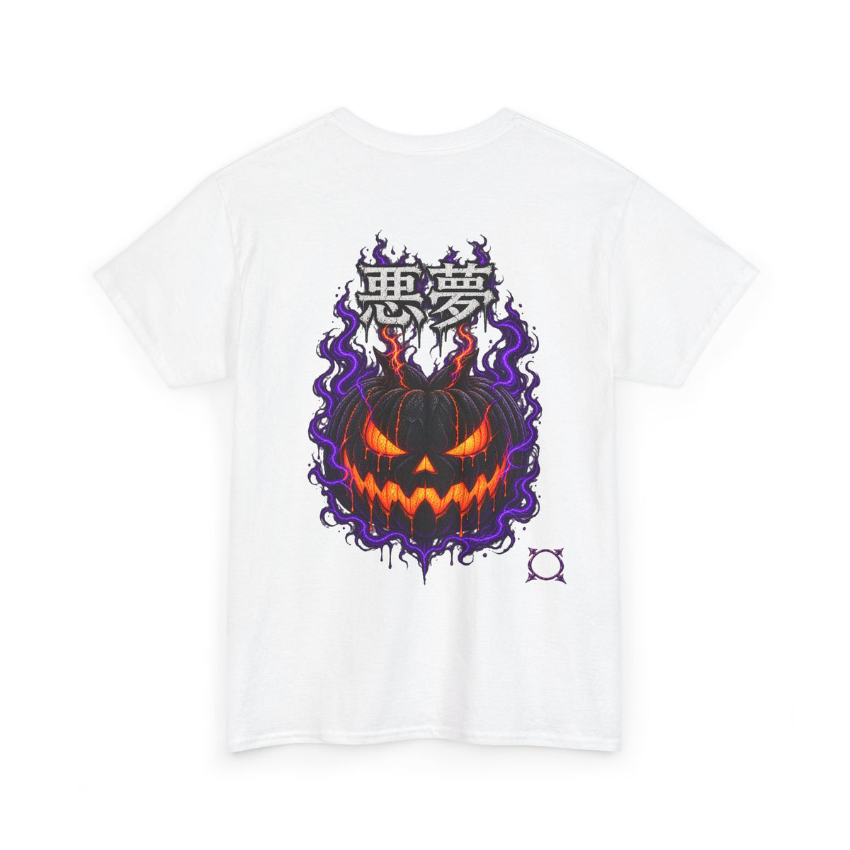 Nightmare Flame Pumpkin T-Shirt in White — back view