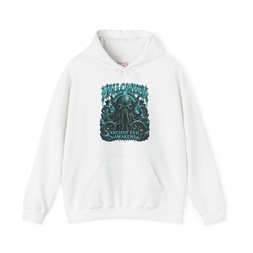 Ancient Awakening Tentacle Creature Hoodie in White — front view