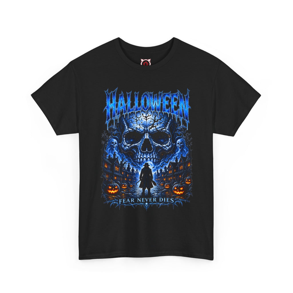 Fear Never Dies Skull T-Shirt in Black — front view
