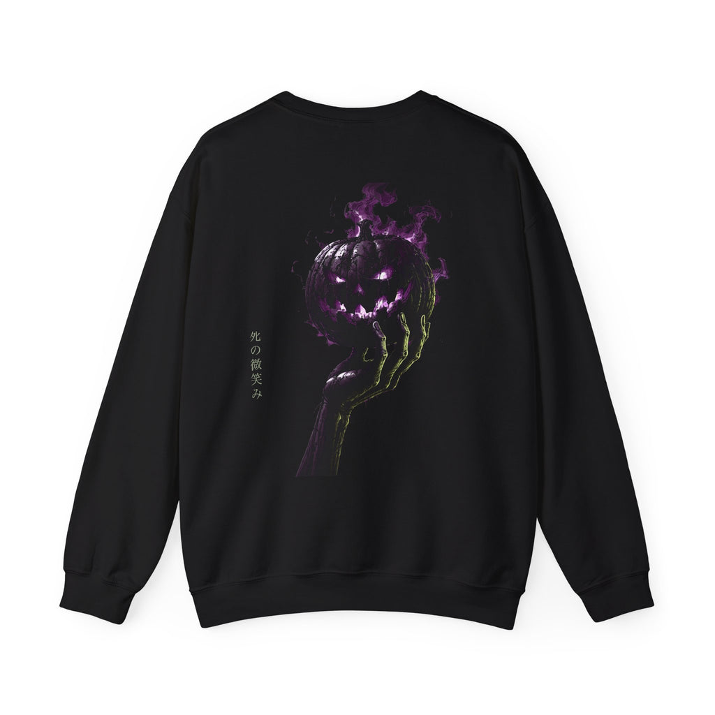 Death Smile Pumpkin Sweatshirt in Black — back view
