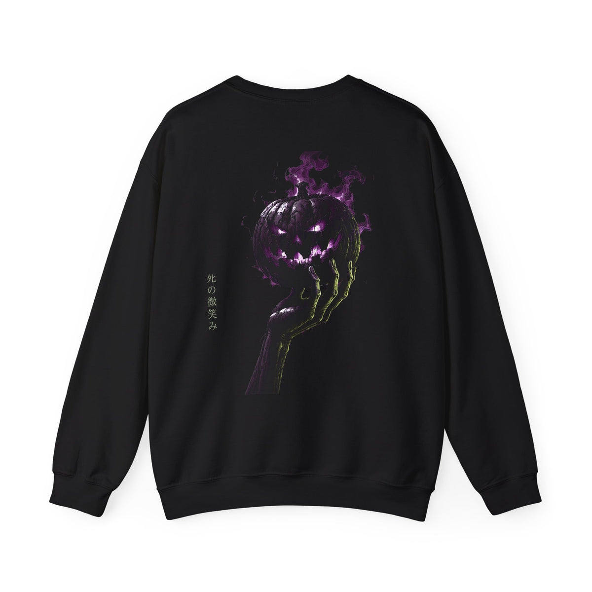 Death Smile Pumpkin Sweatshirt in Black — back view