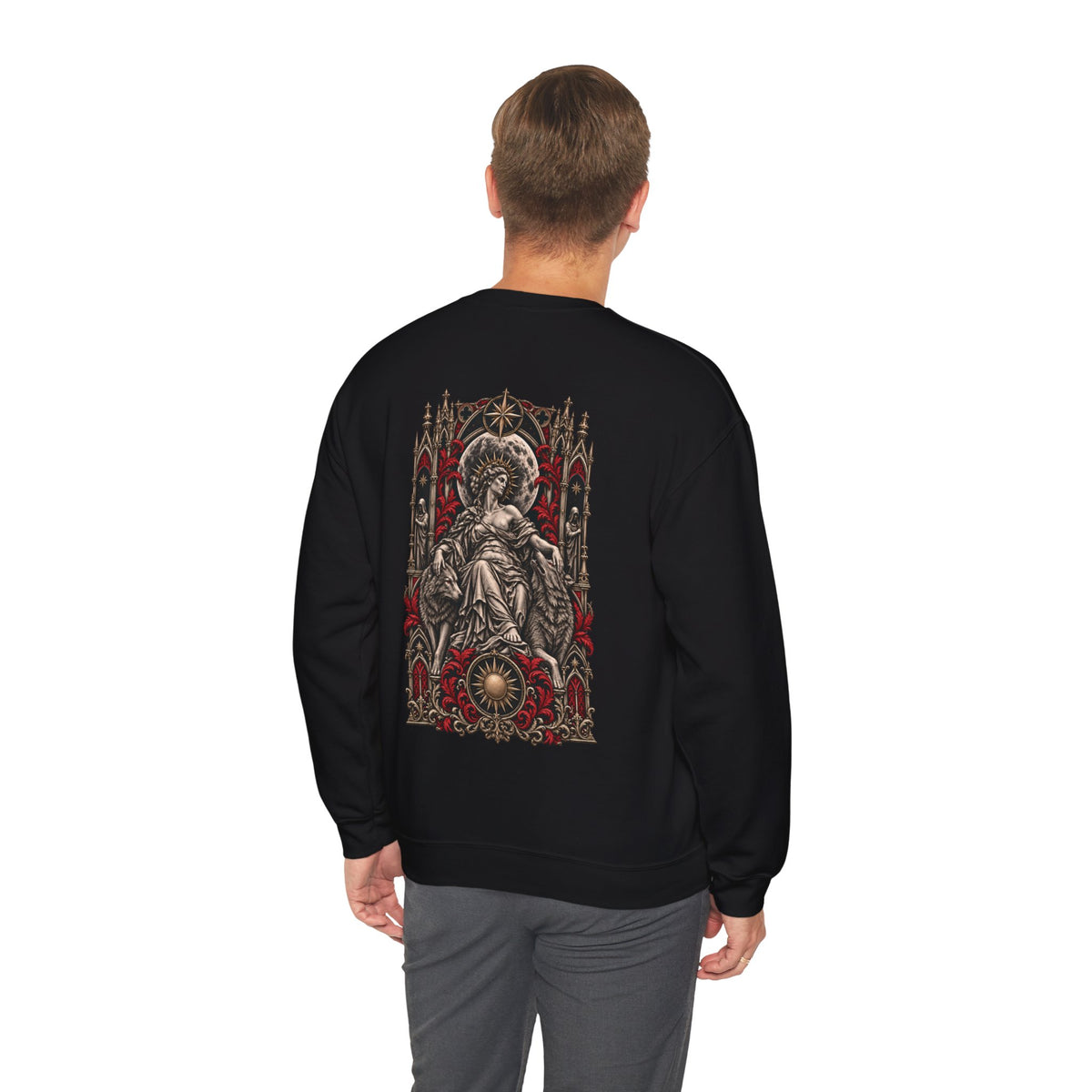 Moonveil Sweatshirt in Black — back print on model