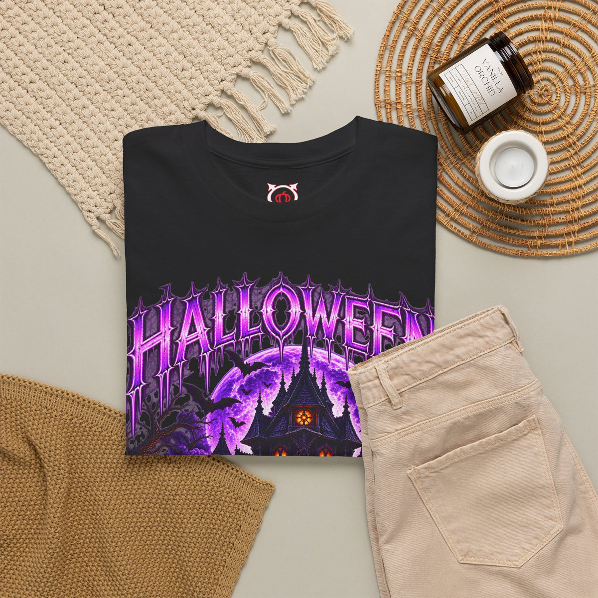 Haunted Home T-Shirt in Black — folded view