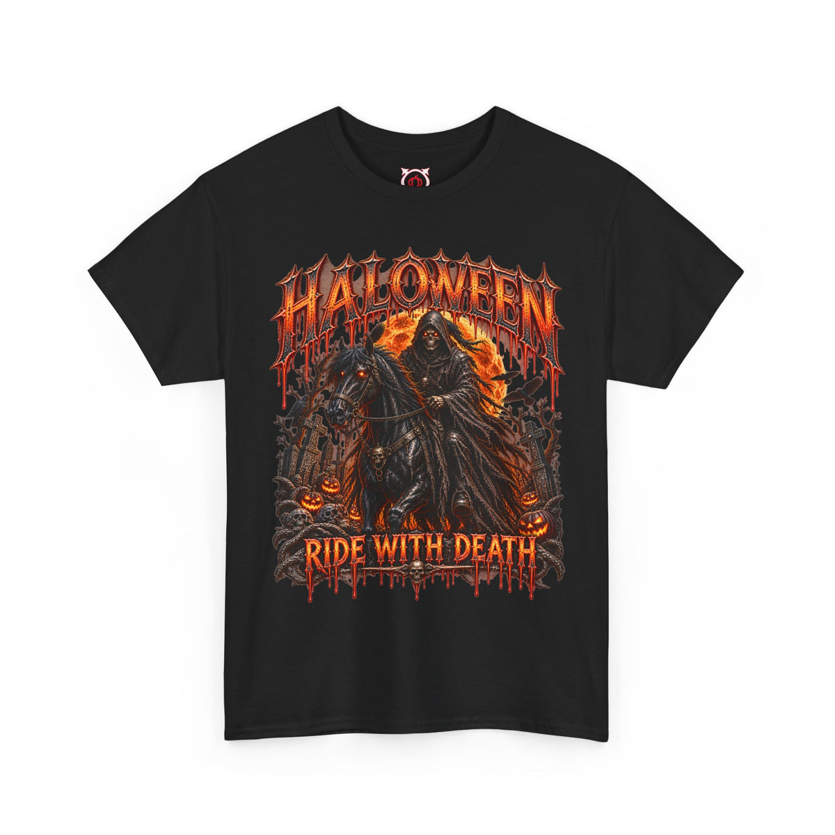 Ride with Death Grim Reaper T-Shirt in Black — front view