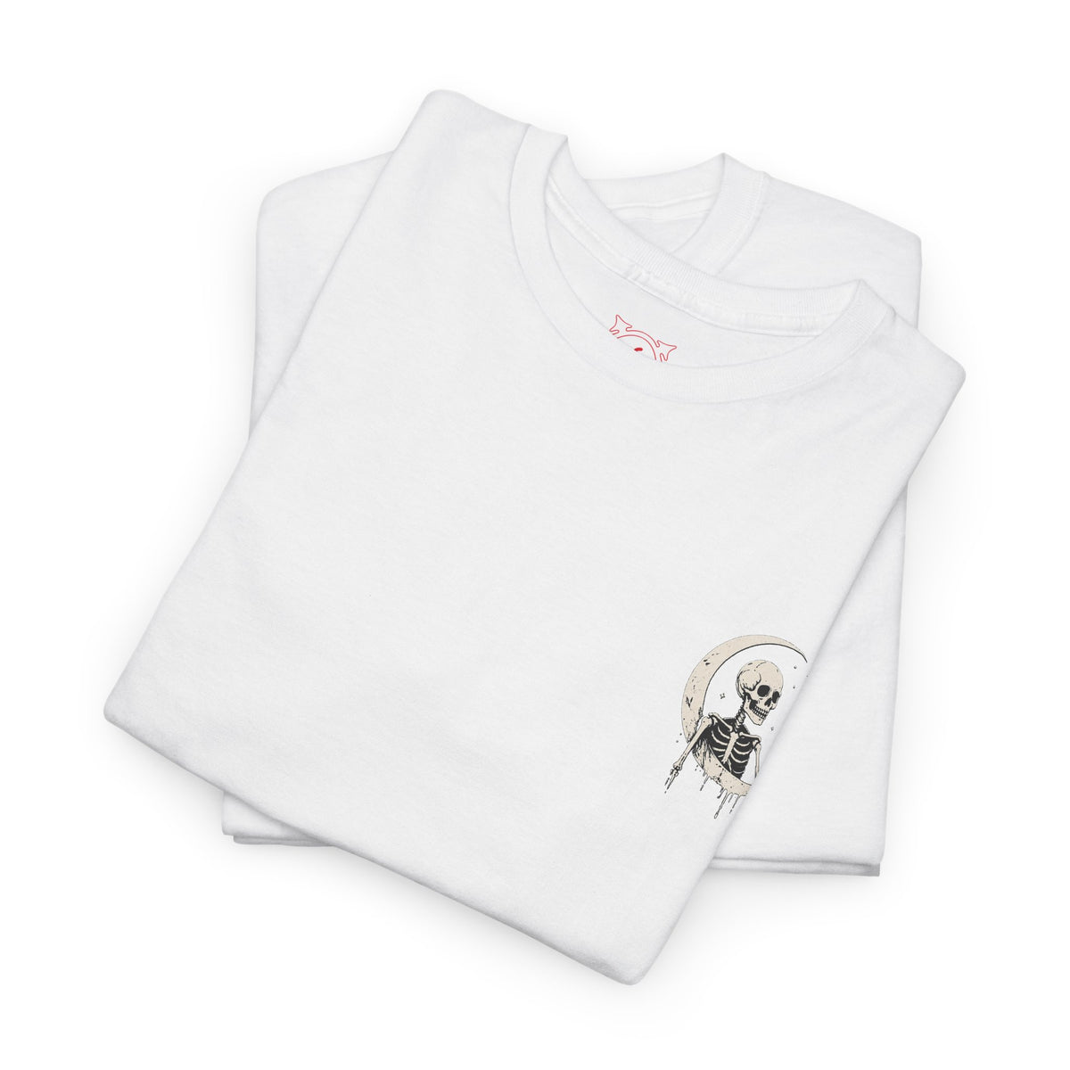 Crescent Skeleton T-Shirt in White — folded view