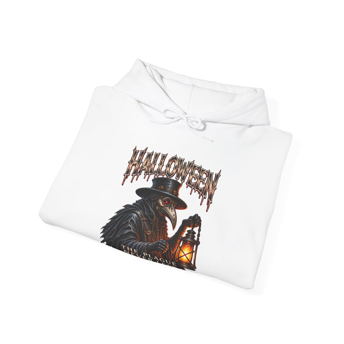 Last Lantern Plague Doctor Hoodie in White — folded view