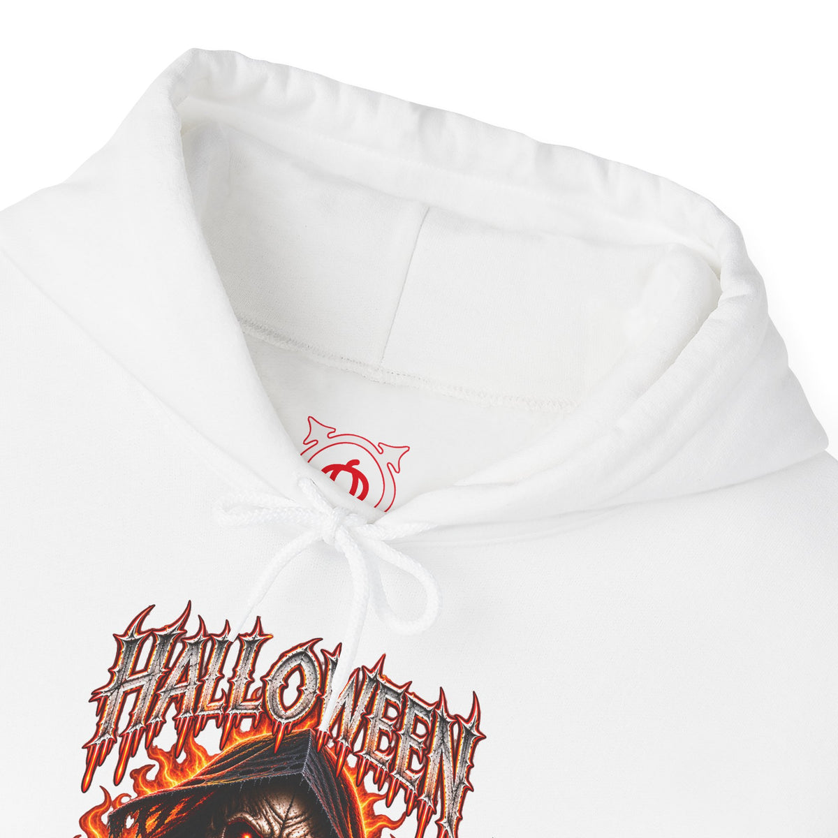 Death Awaits Grim Reaper Hoodie in White — front view