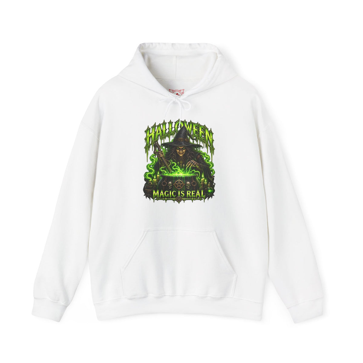 Magic Is Real Witch Hoodie in White — front view