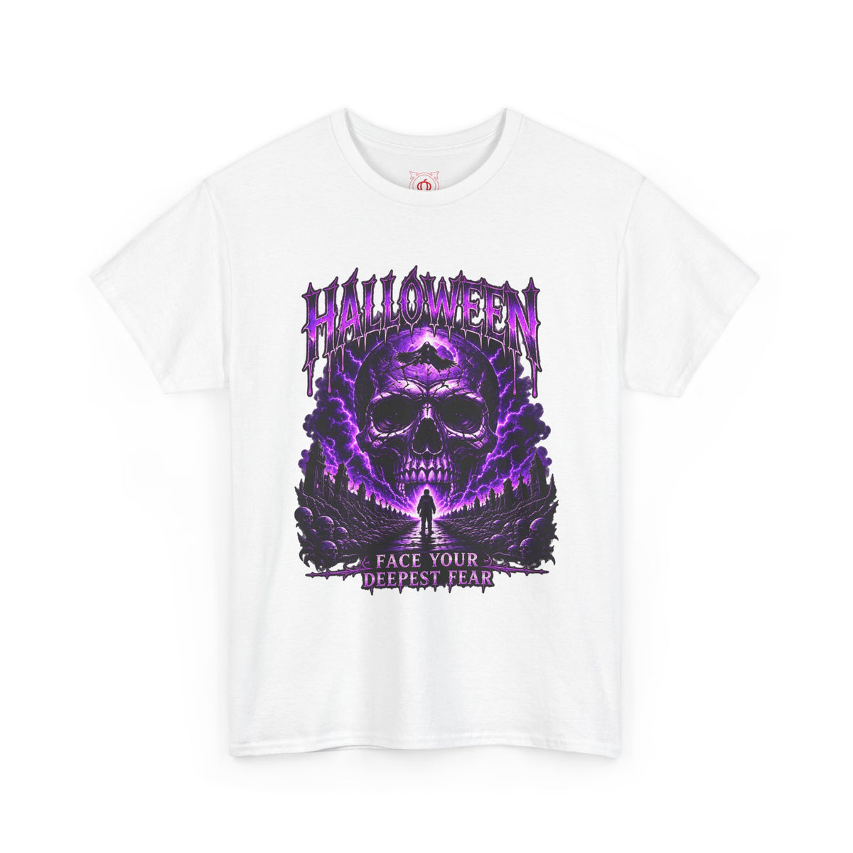 Deepest Fear Skull T-Shirt in White — front view