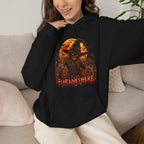 Fear Lives Here Scarecrow Hoodie in Black — model view