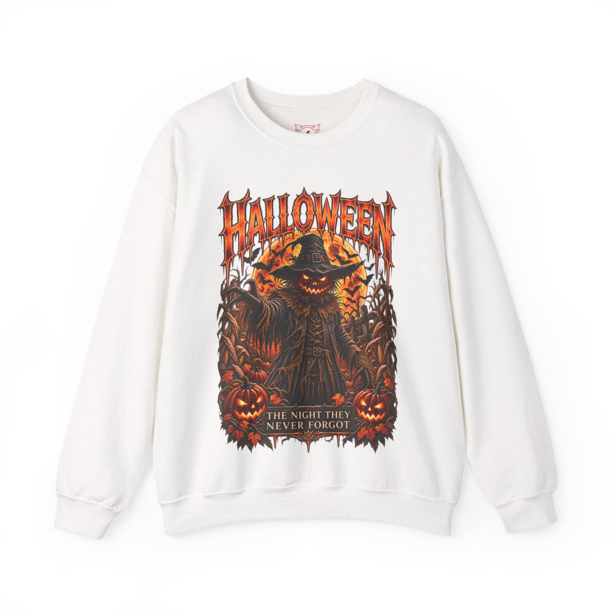 Never Forgotten Scarecrow Sweatshirt in White — front view