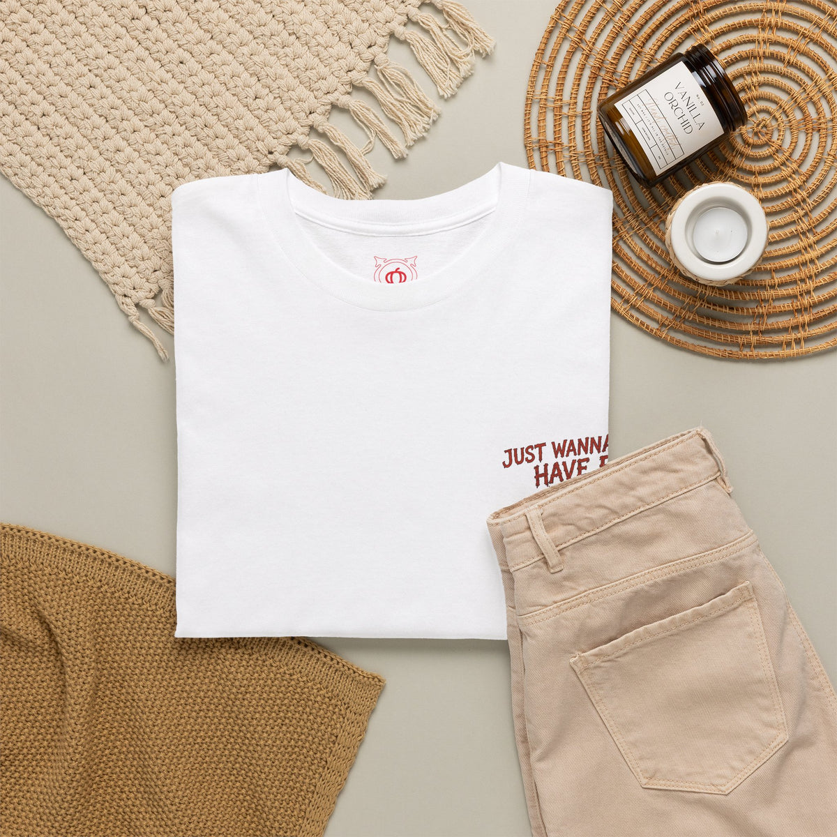 Ghosts Just Wanna Have Fun T-Shirt in White — folded view