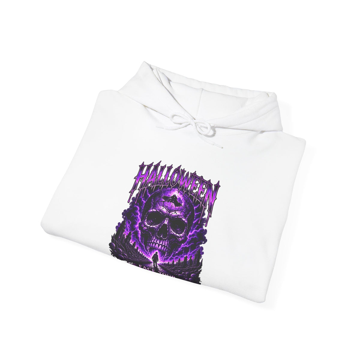 Deepest Fear Skull Hoodie in White — folded view
