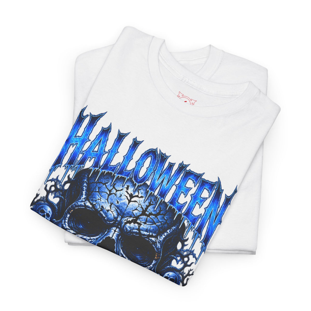 Fear Never Dies Skull T-Shirt in White — folded view