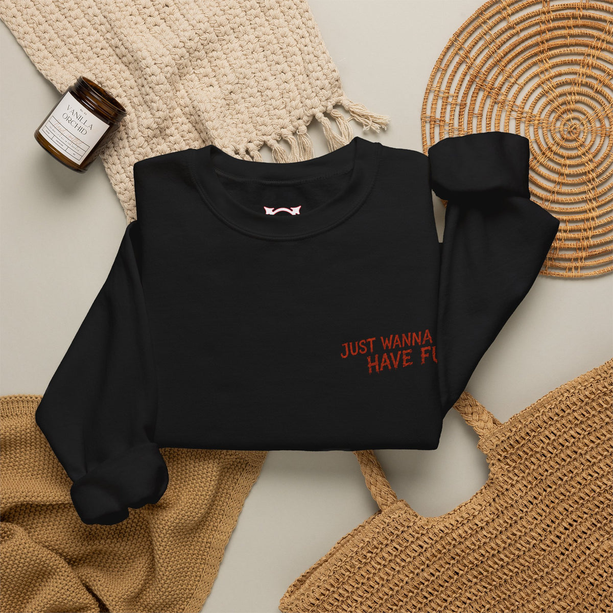Ghosts Just Wanna Have Fun Sweatshirt in Black — folded view