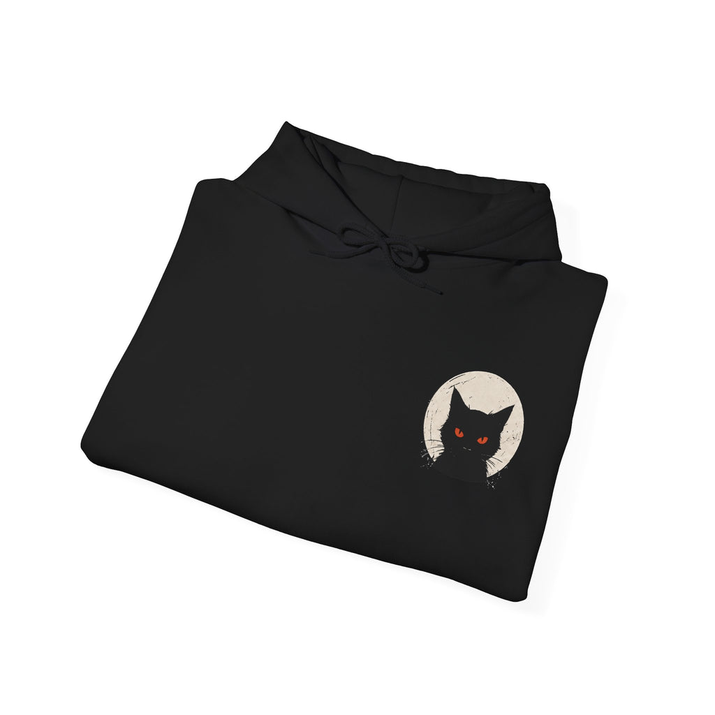 Black Cat Moon Hoodie in Black — folded view