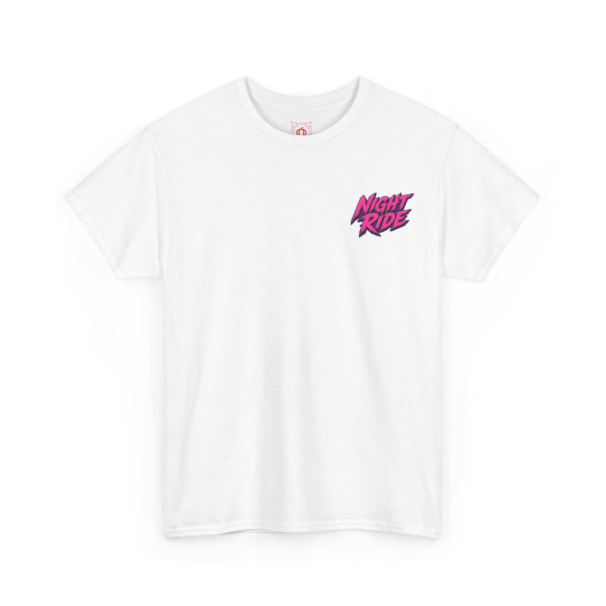 Night Ride Motorcycle T-Shirt in White — front view