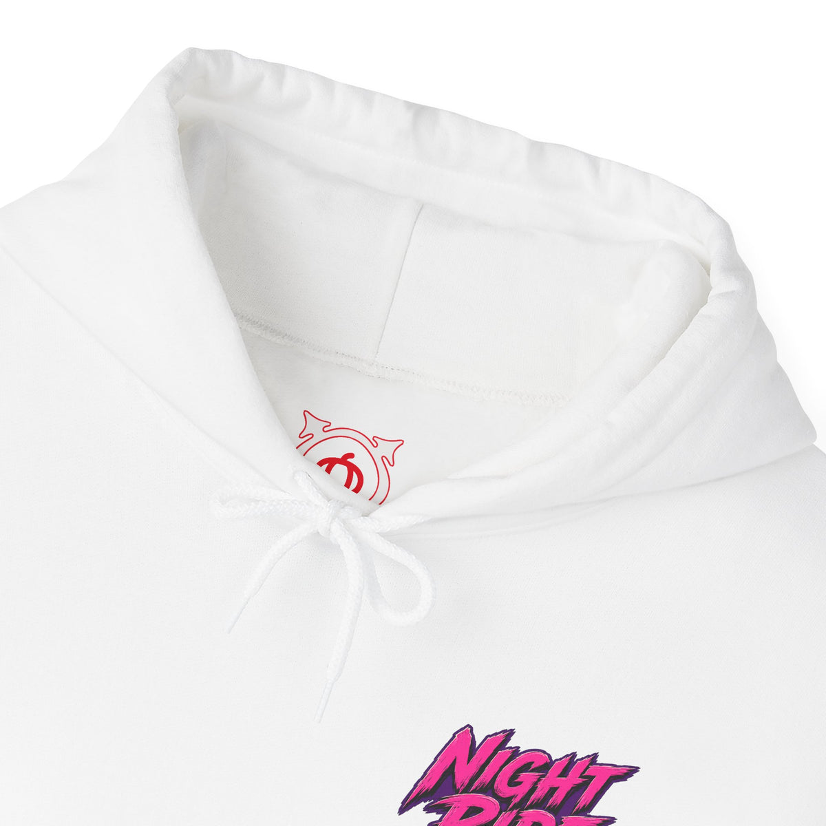 Night Ride Motorcycle Hoodie in White — front view