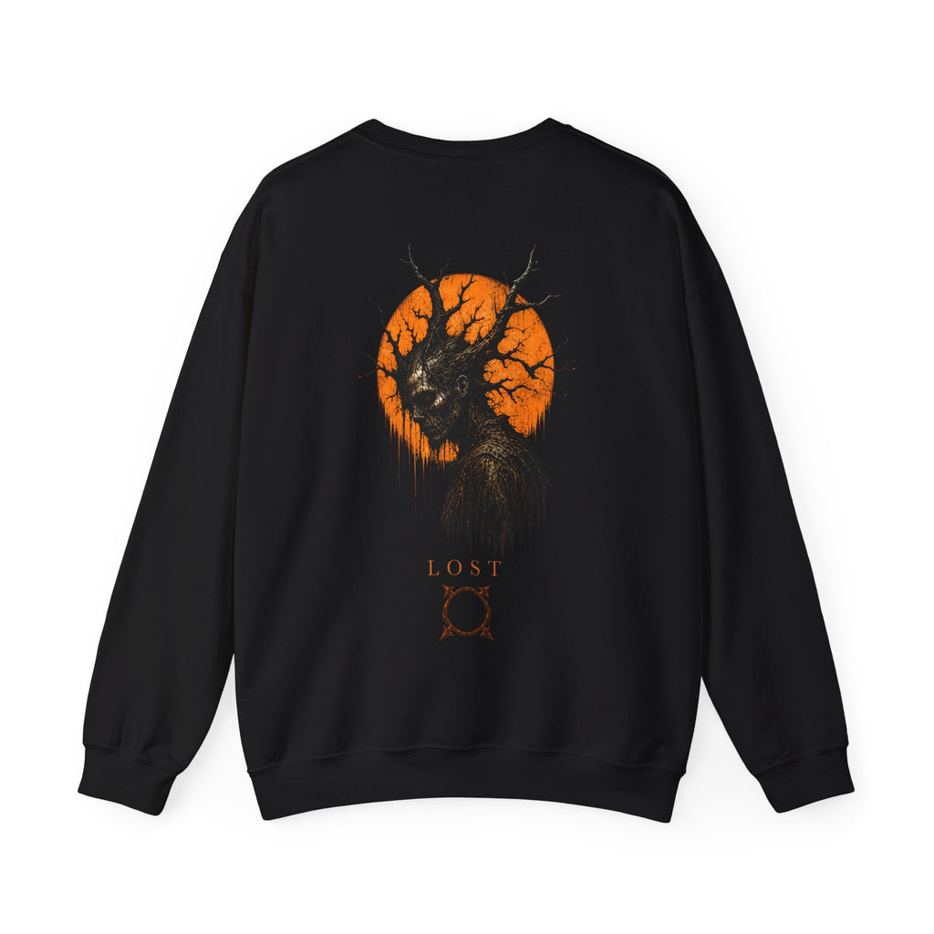 Lost Skull Sweatshirt in Black — back view